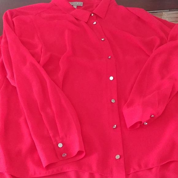 Laura Plus Ladies Button Sheer Blouse - Picture 9 of 11